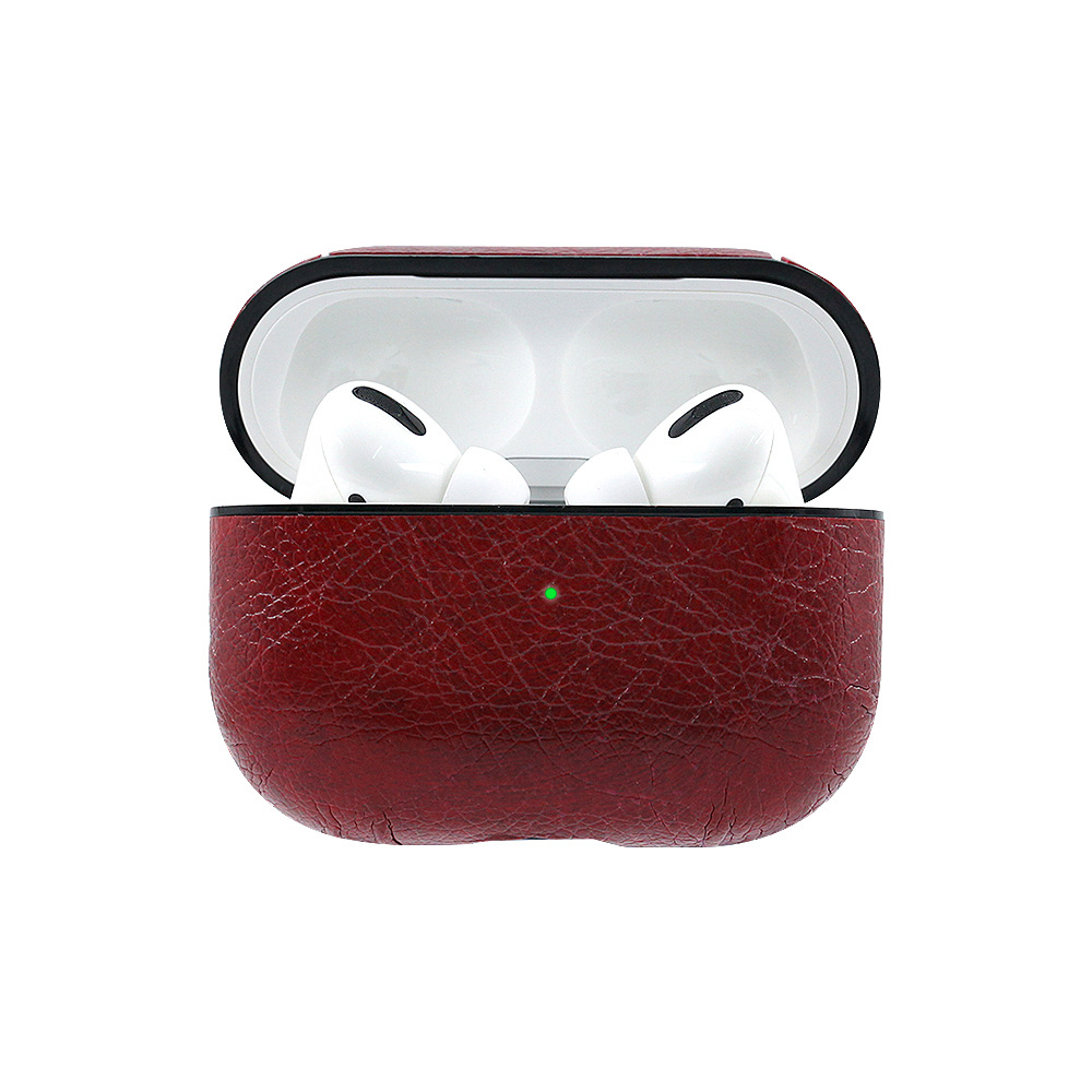 Airpod Pro PU Leather Cover Skin for Airpod Pro Charging Case (RED)